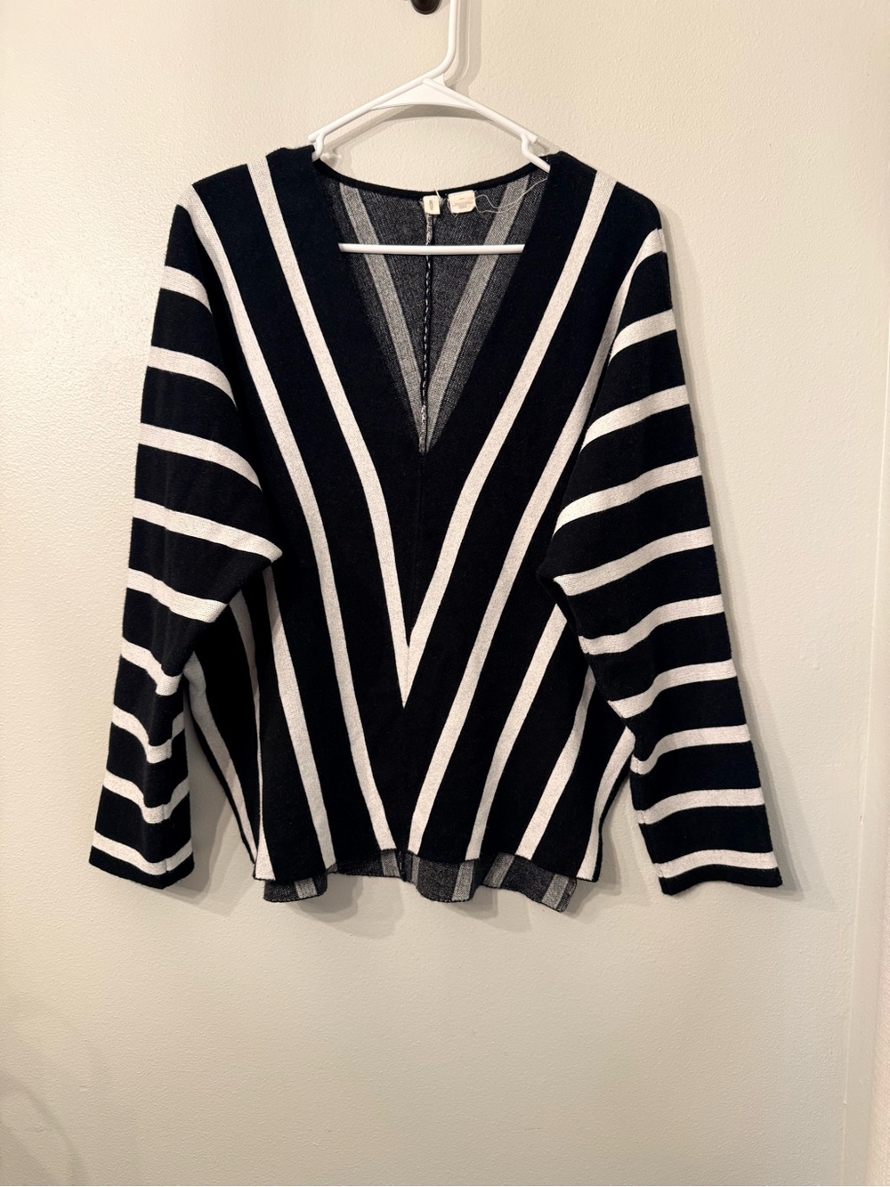 Moth Anthropologie Striped V-Neck Knit Sweater